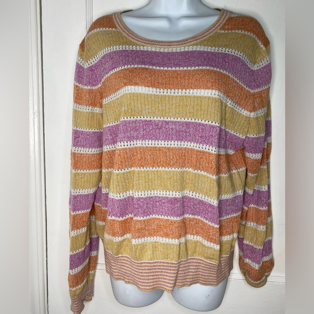 VERONICA BEARD Striped Purple & Pink Women's Pastel Sweater XL - Picture 2 of 4